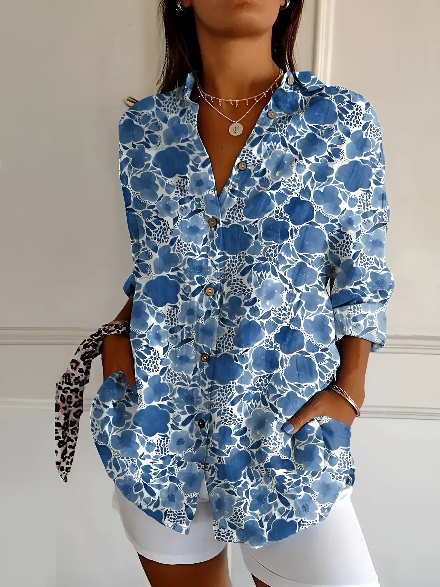 Women's Relaxed Fit Button Front Blouse - Vonnera