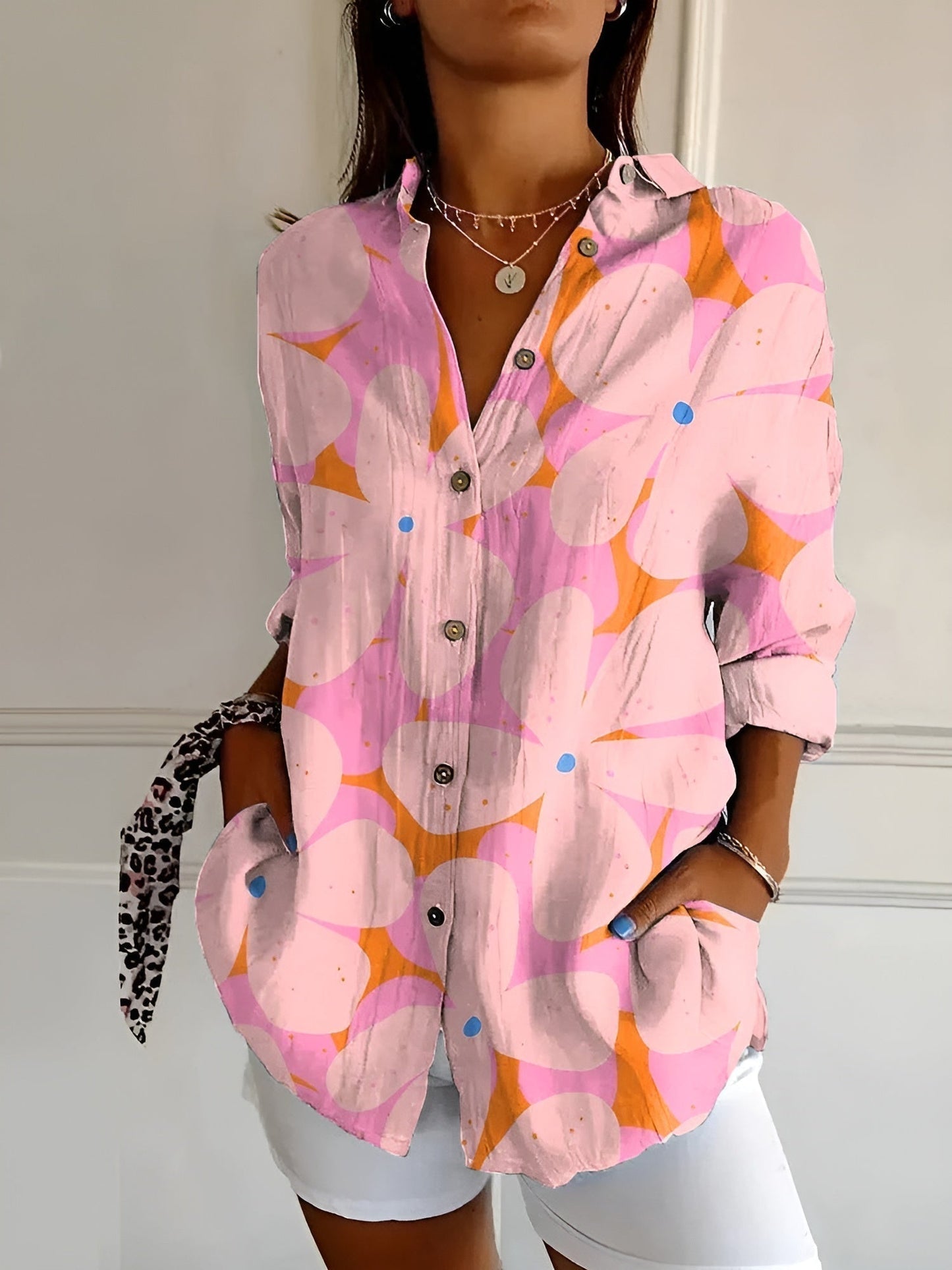 Women's Relaxed Fit Button Front Blouse
