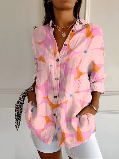 Women's Printed Button Front Blouse