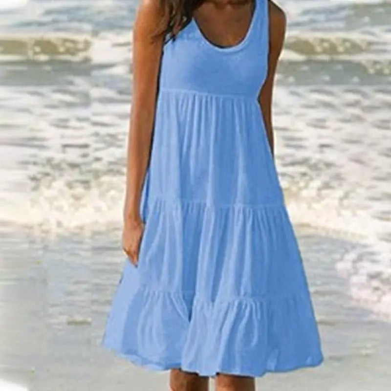 Women's Sleeveless Round Neck Midi Dress