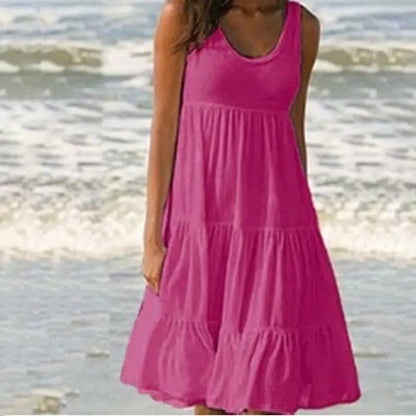 Women's Sleeveless Round Neck Midi Dress