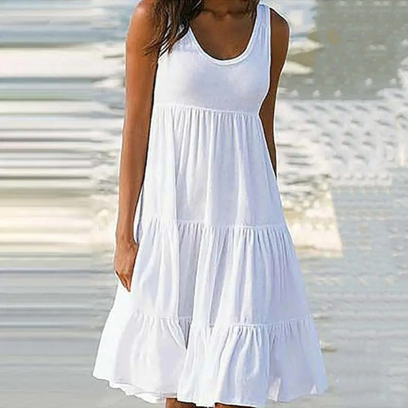 Women's Sleeveless Round Neck Midi Dress