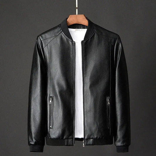 Men's Leather Jacket Pocket Rugged Brown - Vonnera