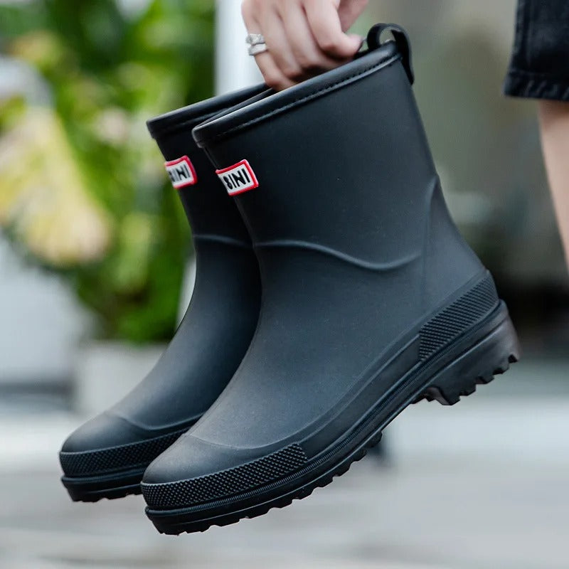 Women's Waterproof Rain Boots Mid-Calf Non-Slip Sole