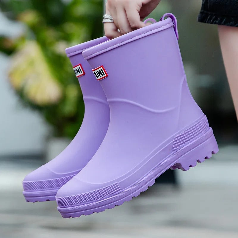 Women's Waterproof Rain Boots Mid-Calf Non-Slip Sole - Vonnera