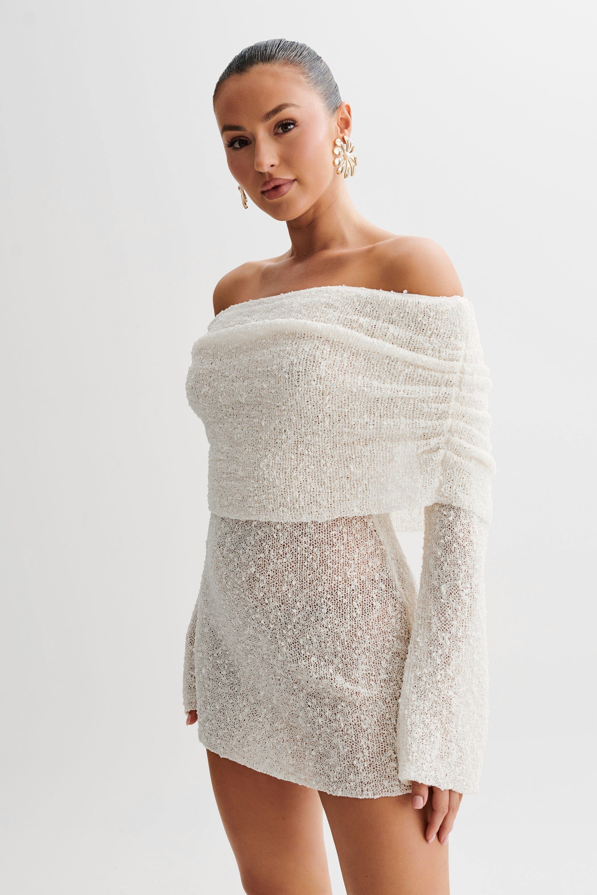 Women's Off Shoulder Mini Dress Fitted - Vonnera