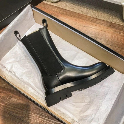 Women's Mid-Calf Boots Elastic Sides