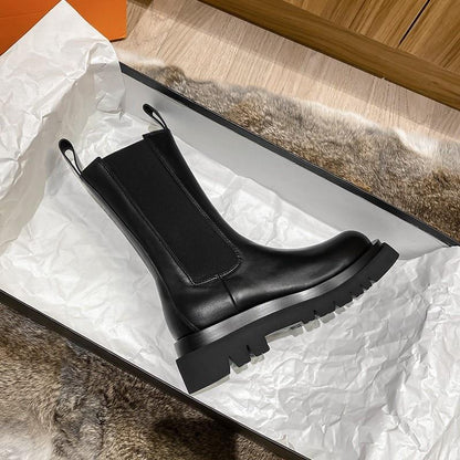 Women's Mid-Calf Boots Elastic Sides