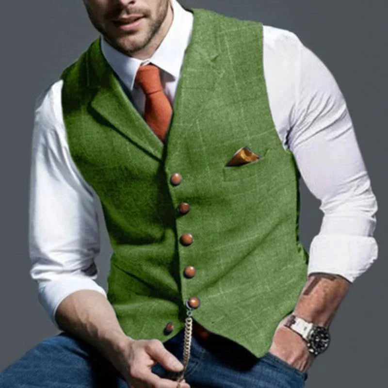 Men's Checked Waistcoat Elegant Wool - Vonnera