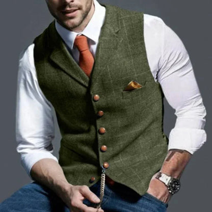 Men's Checked Waistcoat Elegant Wool