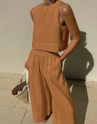 Image of Vicki | Women's Cropped Tank Top Two-Piece Set