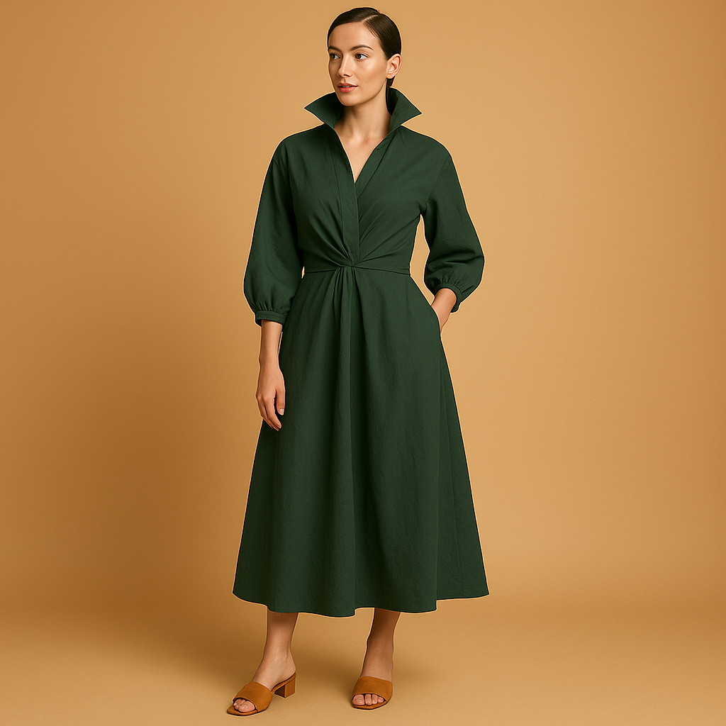 Women’s vintage A-line dress with defined waist and classic silhouette, perfect for weddings, dinner parties and elegant casual occasions.