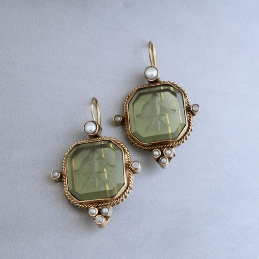 Vivara Vintage Pearl Earrings Green - Vonnera