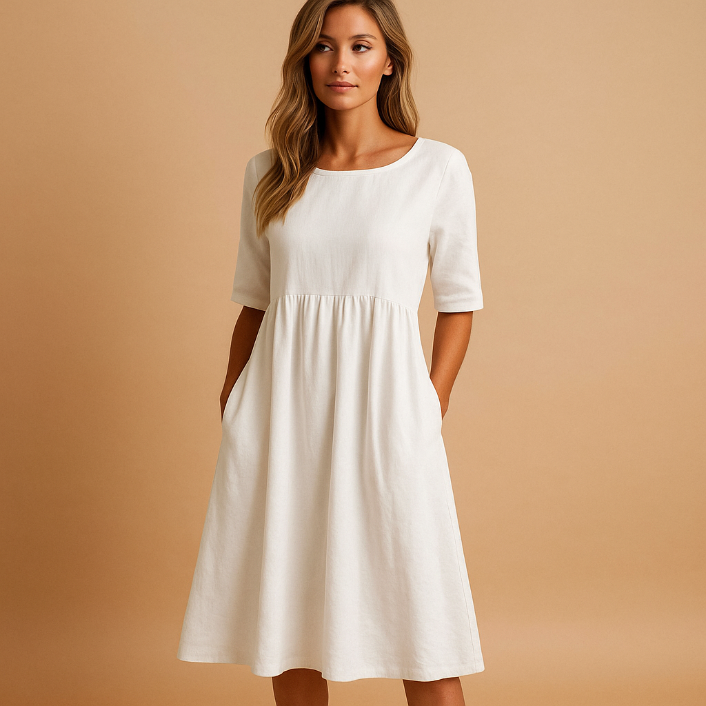 Vintage inspired midi dress for women with a flattering retro silhouette, ideal for garden parties, city outings, and special occasions.