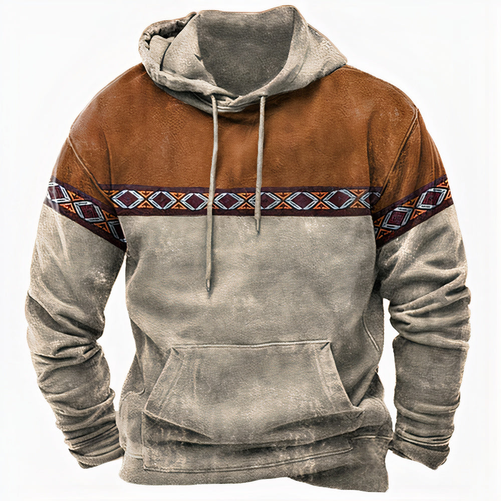 Men's Ethnic Pattern Hoodie Cotton Casual Wear