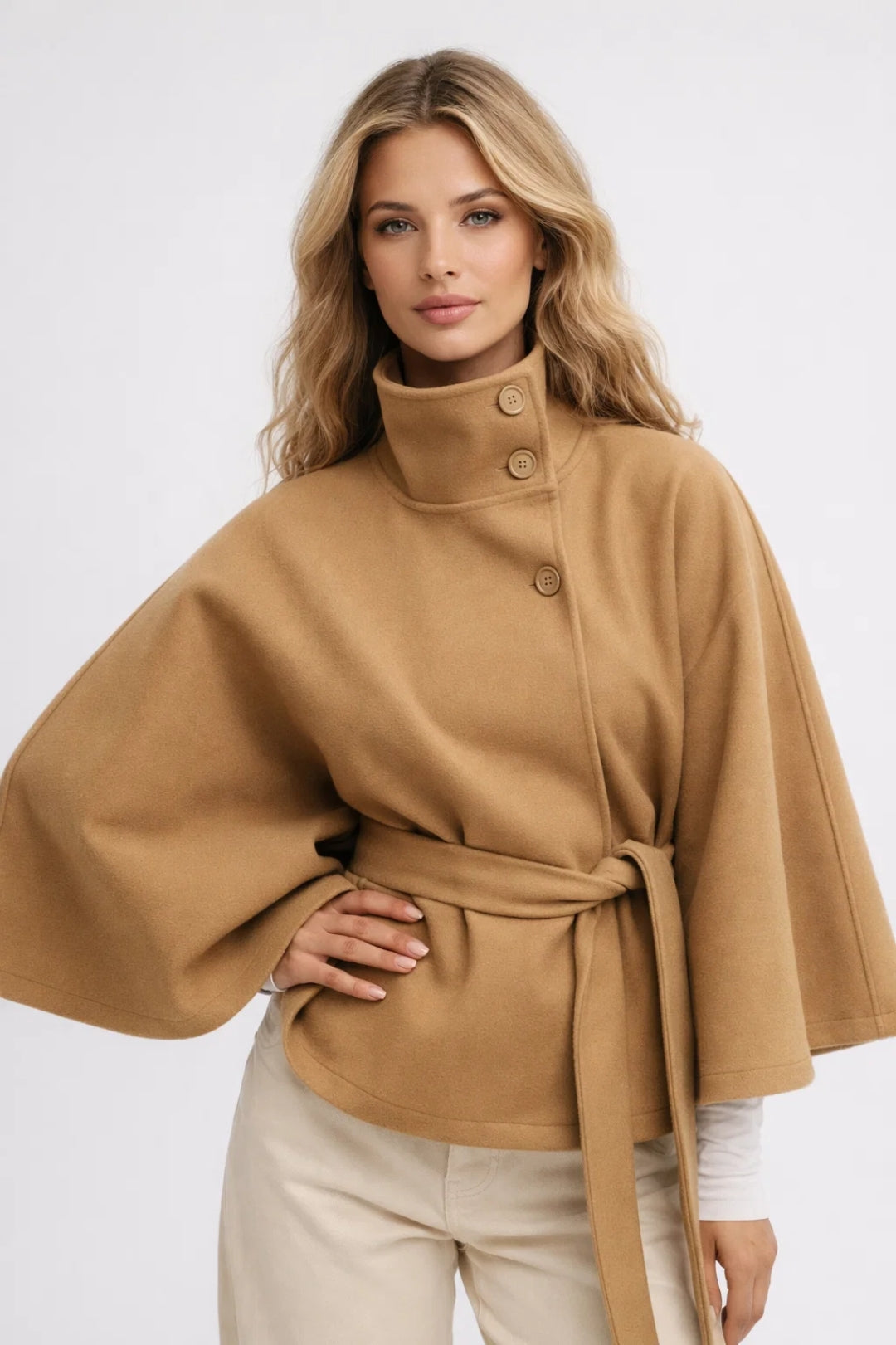 Women's Belted Cape Coat - Vonnera