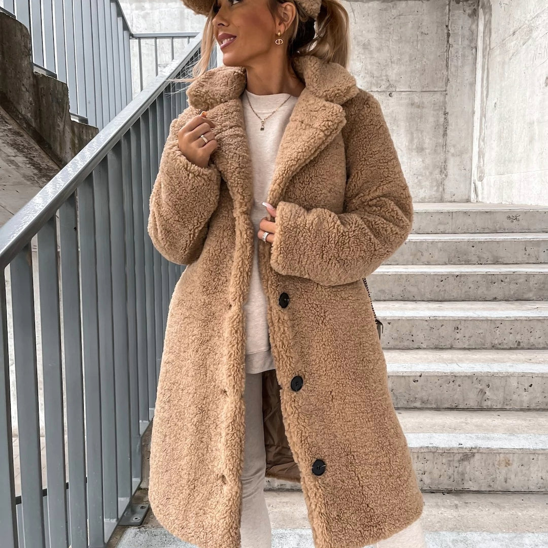 Women's Oversized Teddy Long Coat - Vonnera