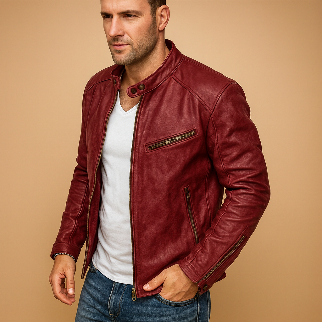 Men's Waterproof Biker Jacket Zip Closure - Vonnera