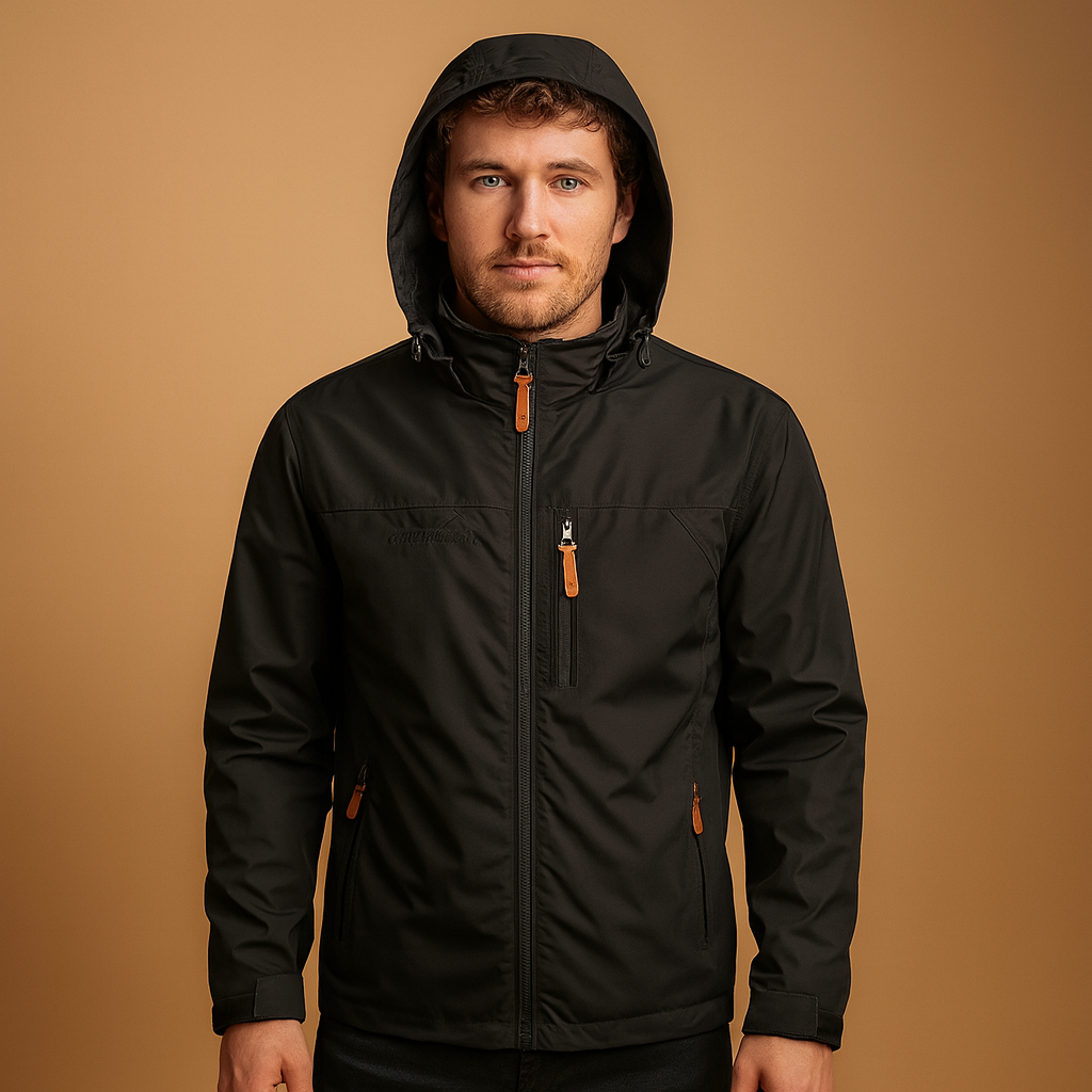 Mens Waterproof Rain Jacket Adjustable Hood - Vonnera