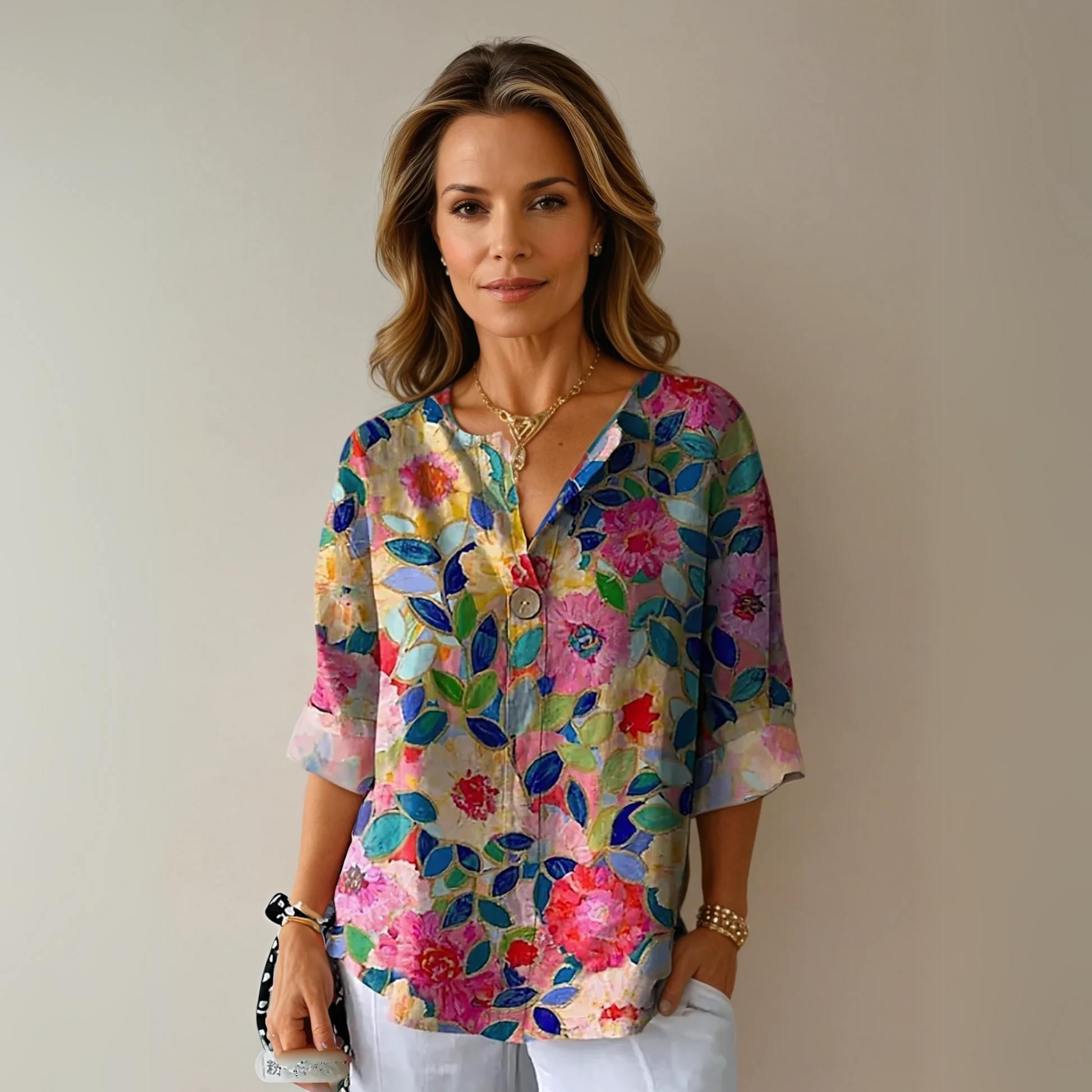 Women's Printed Blouse Colorful - Vonnera