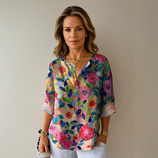 Women's V-Neck Loose Fit Blouse - Vonnera