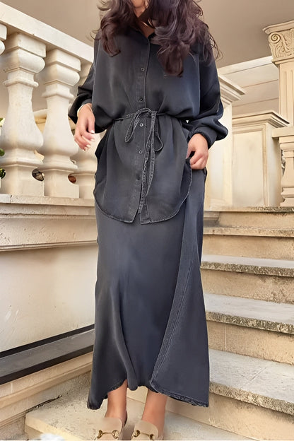 Women's Two-Piece Button Maxi Skirt Set