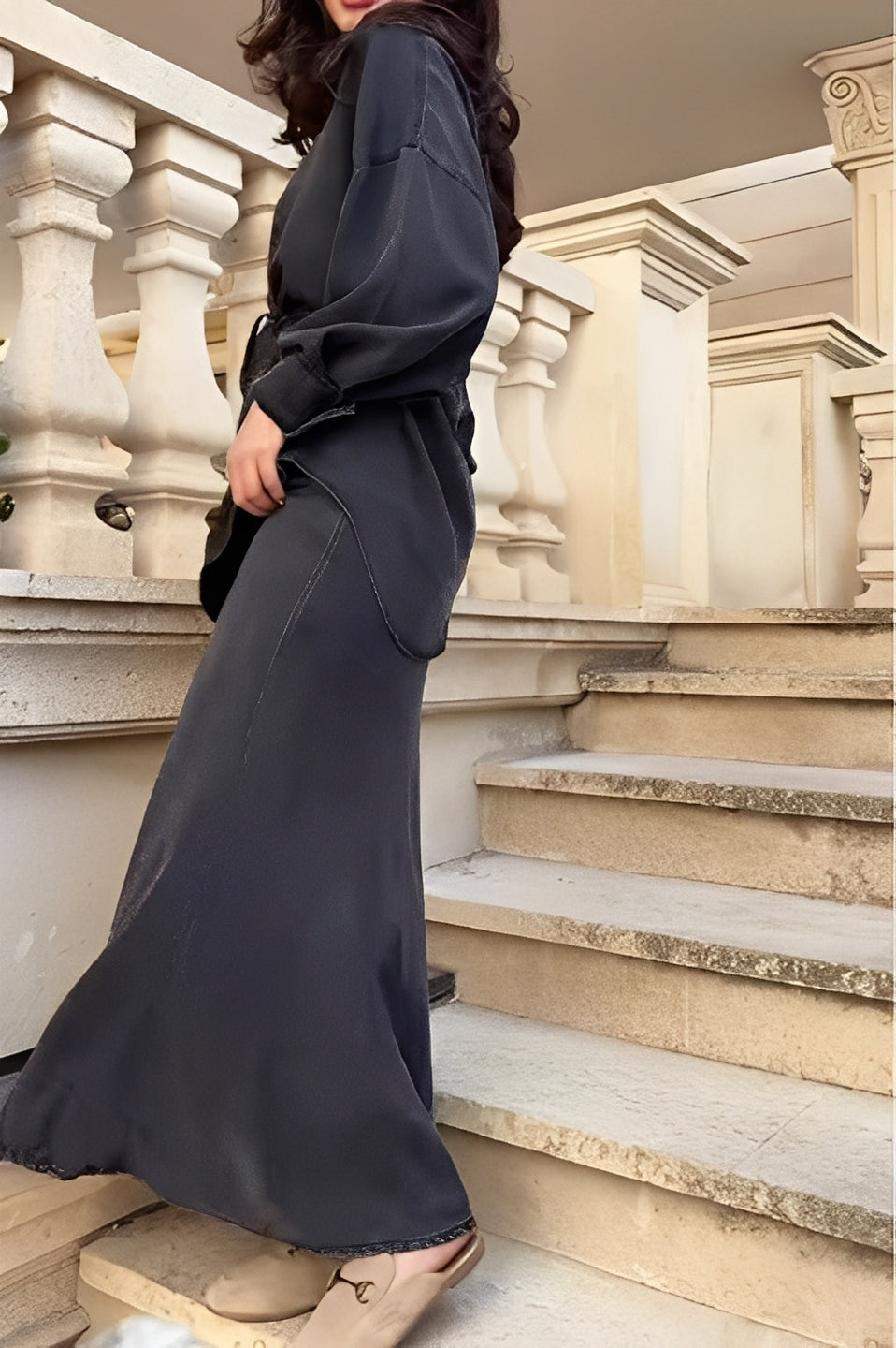 Women's Two-Piece Button Maxi Skirt Set
