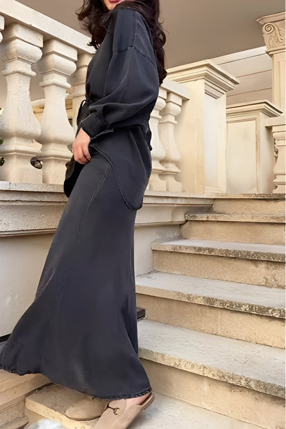 Women's Two-Piece Button Maxi Skirt Set