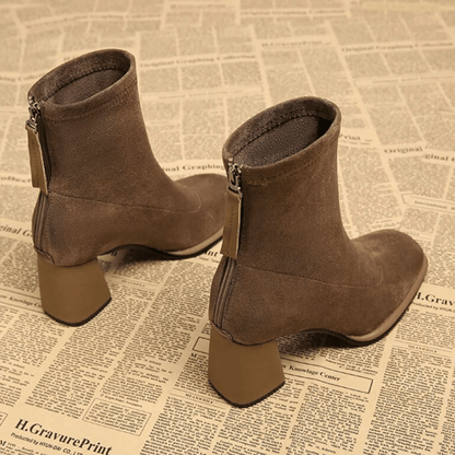 Women's Block Heel Boots Rear Zipper Detail