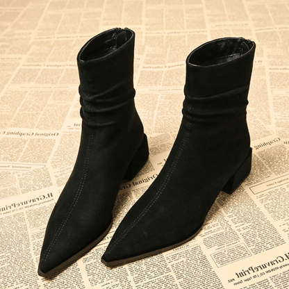 Women's Pointed Toe Boots Folded Upper Detail