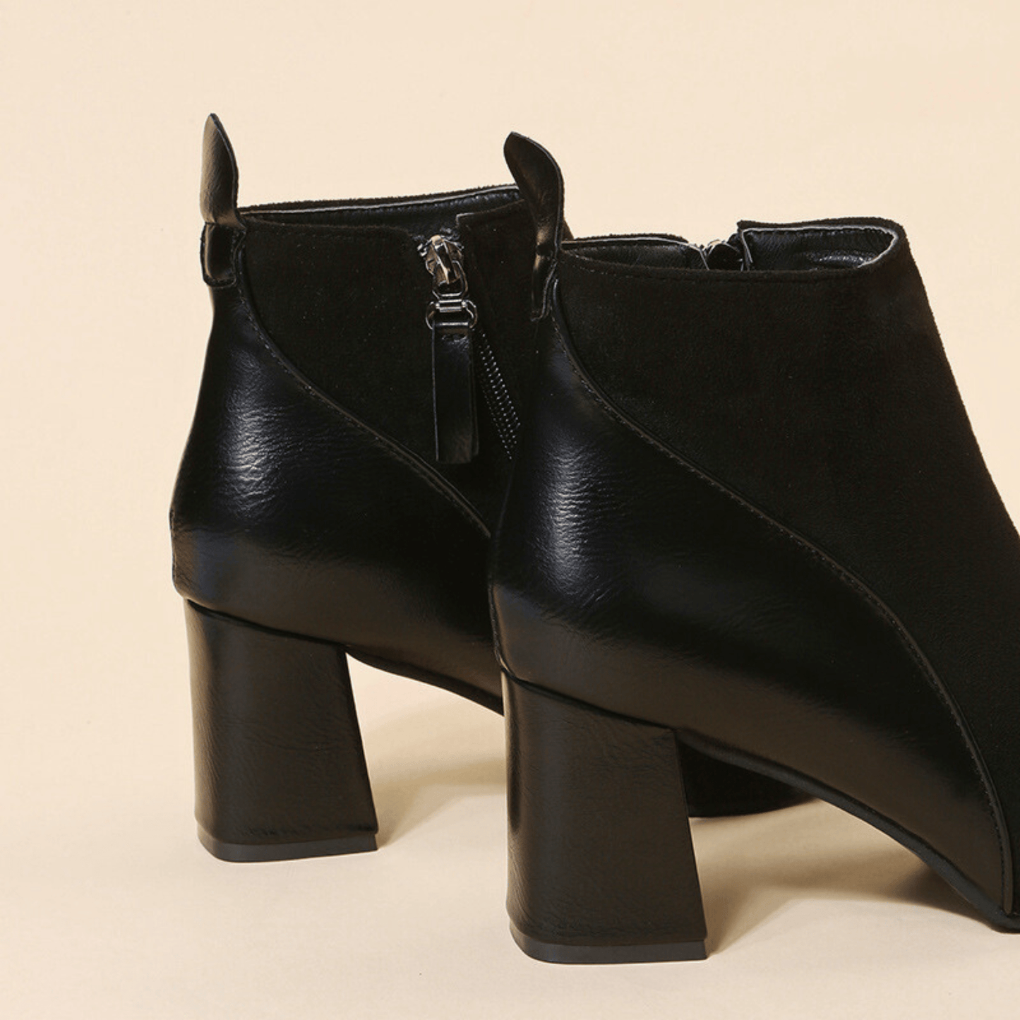 Women's Block Heel Boots Side Zipper