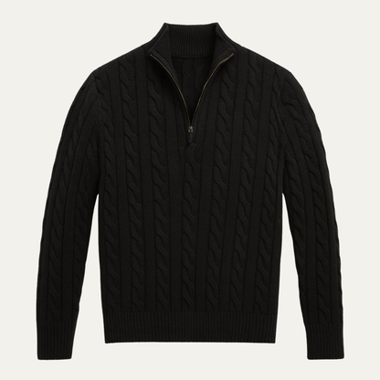 Men's Knit Quarter Zip Sweater Cable Pattern - Vonnera