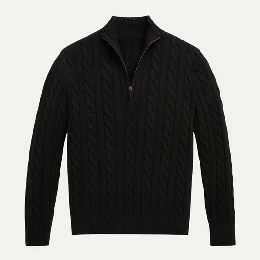 Men's Knit Quarter Zip Sweater Cable Pattern - Vonnera