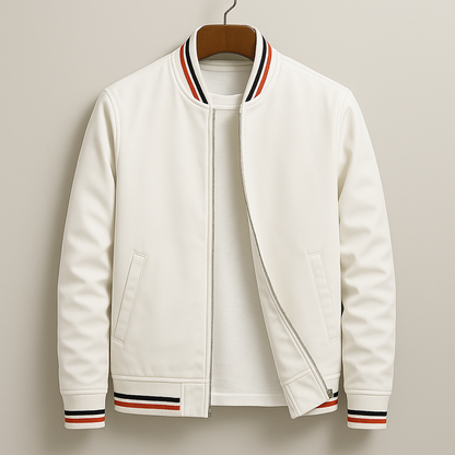 Men's Lightweight Bomber Jacket Ribbed Trim Zip-Up Black