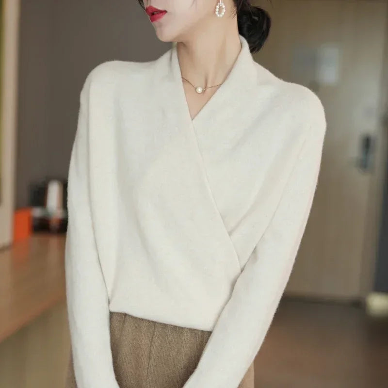 Women's V-Neck Wrap Pullover Relaxed Fit