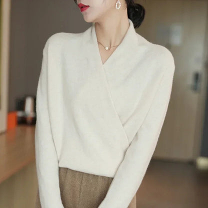 Women's V-Neck Wrap Pullover Relaxed Fit
