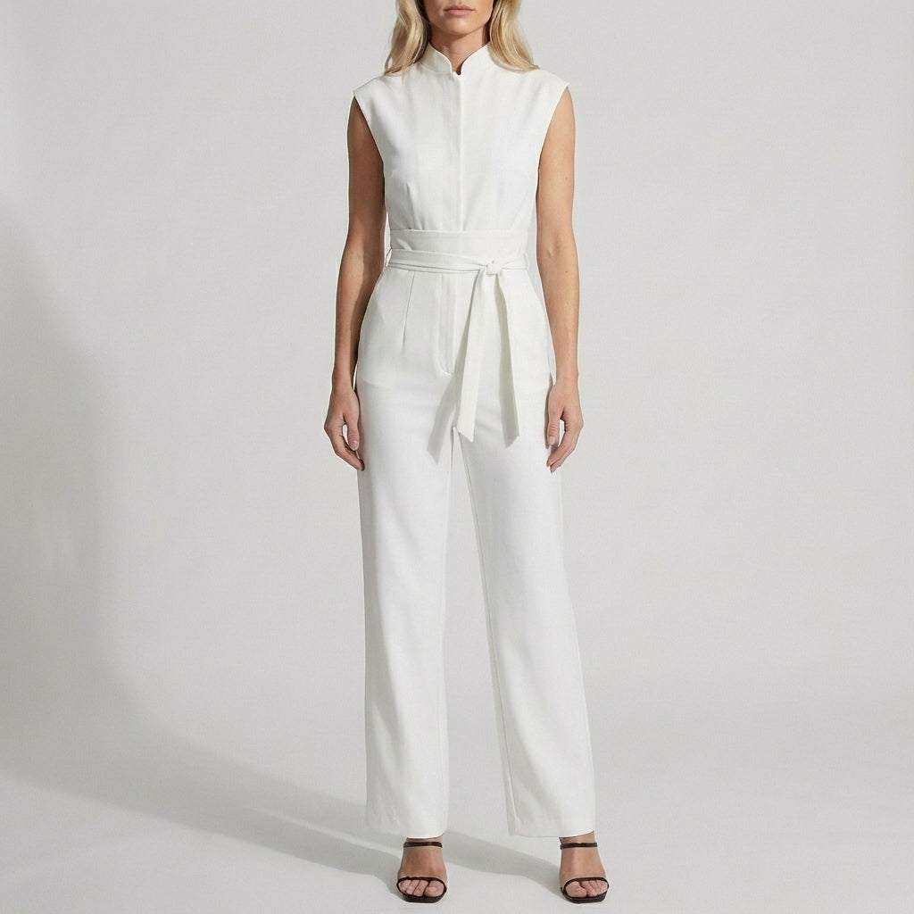Women's Wide Leg Jumpsuit Mock Neck Ankle Length