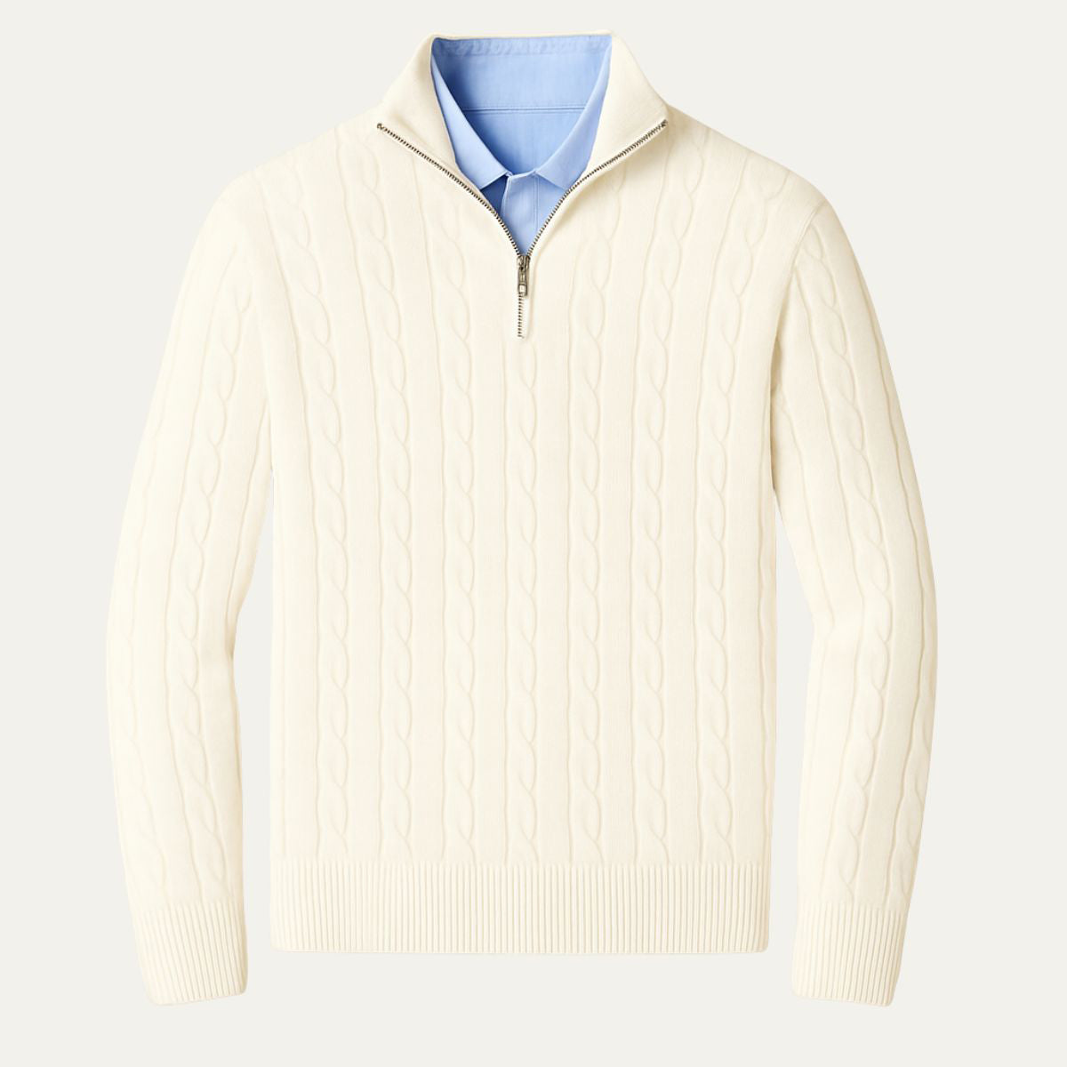 Men's Cable Knit Zipper Sweater