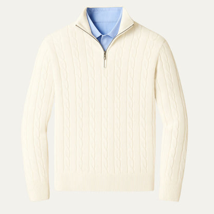 Men's Cable Knit Zipper Sweater