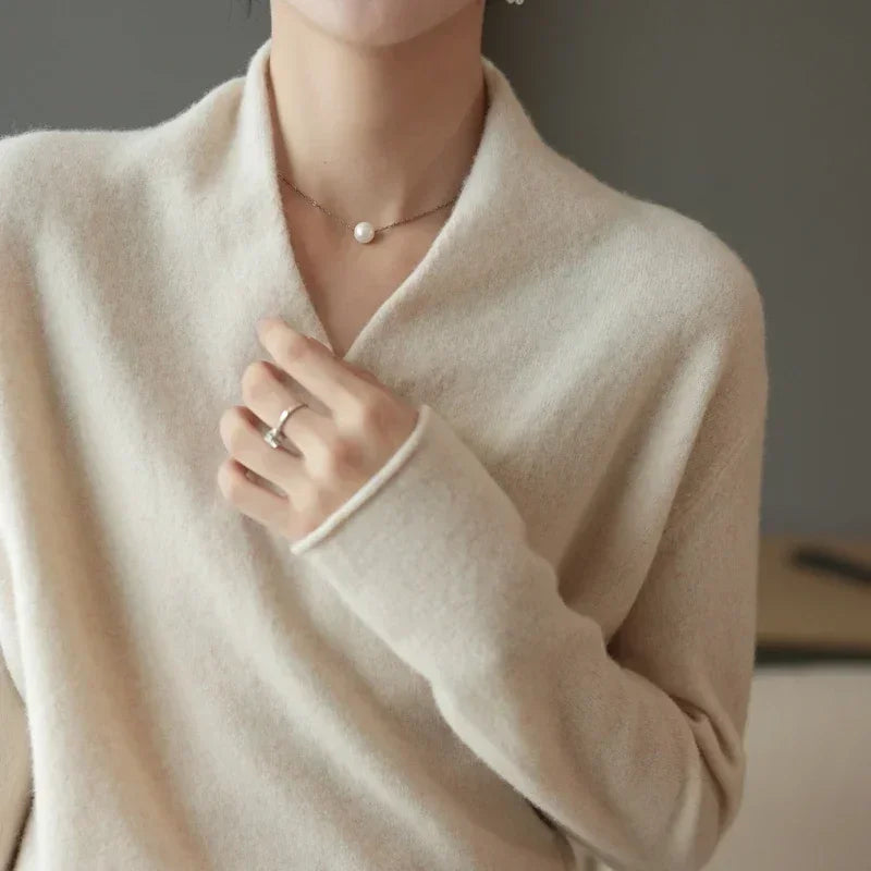 Women's V-Neck Wrap Pullover Relaxed Fit