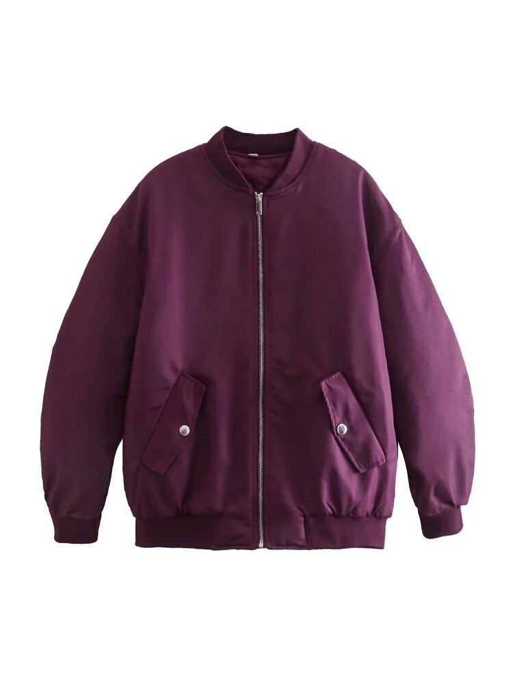 Women's Oversized Zip-Up Bomber Jacket - Vonnera