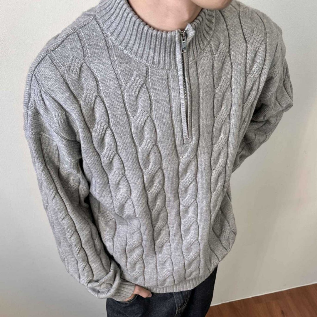 Men's Cable Knit Quarter Zip Sweater - Vonnera
