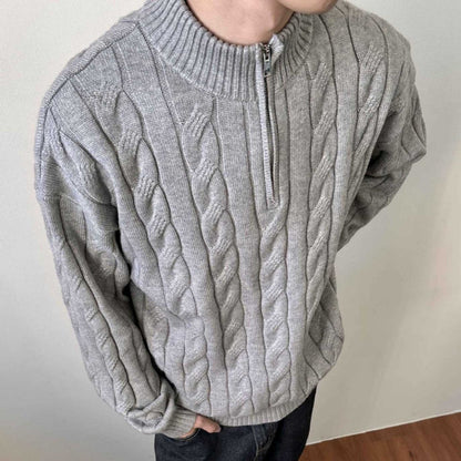 Men's Cable Knit Quarter Zip Sweater - Vonnera