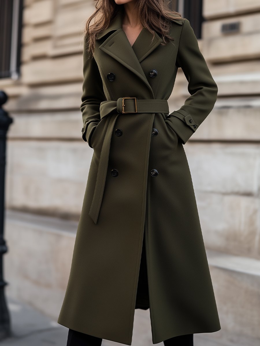 Women's Double-Breasted Belted Coat - Vonnera