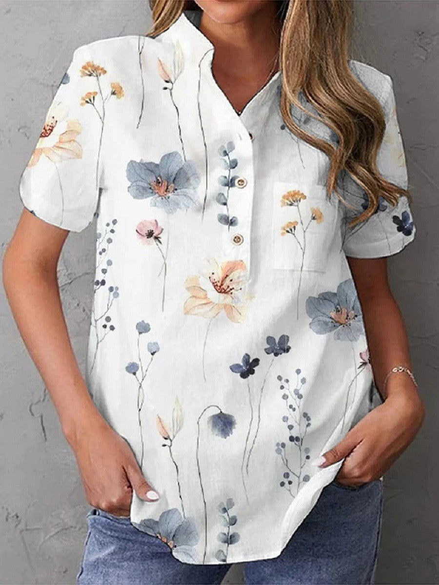 Women's Floral Blouse Short Sleeve - Vonnera