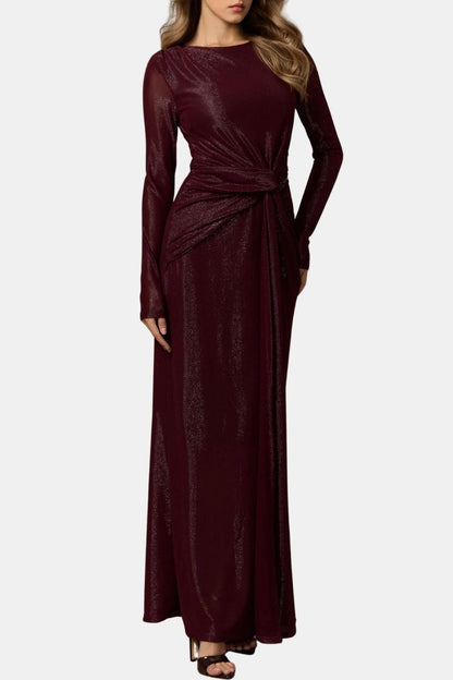 Women's Long Sleeve Maxi Dress Knot Front - Vonnera