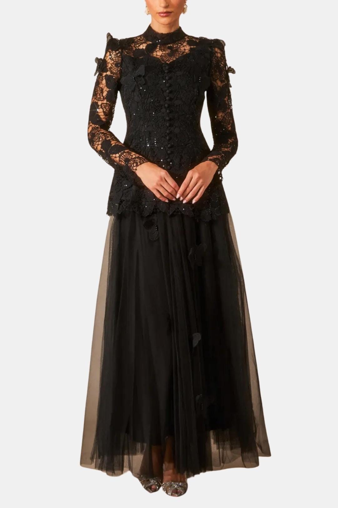 Women's Lace Long Sleeve Maxi Dress - Vonnera