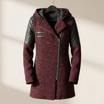 Winnie Women's Asymmetrical Hooded Coat Zip Front - VibreMode