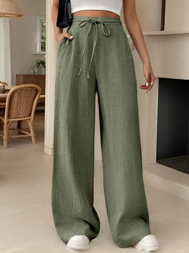 Women's Linen Pants Breathable Beige - Vonnera