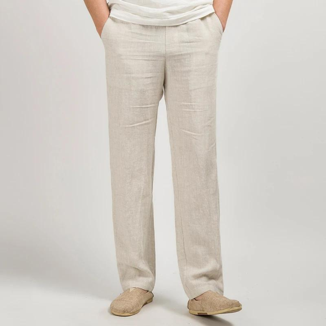 Men's Linen Straight Leg Trousers - Vonnera